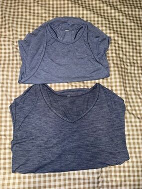 BUNDLE Lululemon Heathered Blue V-Neck & Tank Set